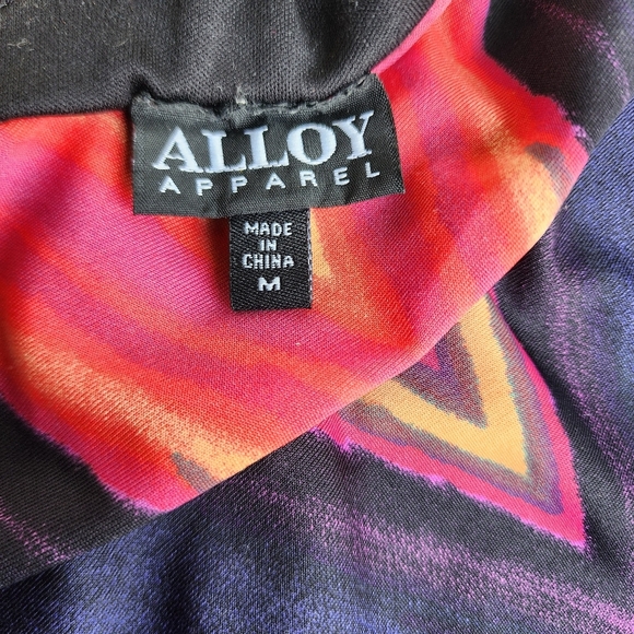 Alloy Apparel Maxi Long Dress Red Blue Sleeveless Geometric Stretch Strap Sz M - Picture 13 of 13